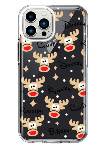 Apple iPhone 13 Pro Max Red Nose Reindeer Christmas Winter Holiday Hybrid Protective Phone Case Cover