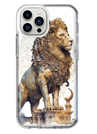 Apple iPhone 13 Pro Max Ancient Lion Sculpture Hybrid Protective Phone Case Cover