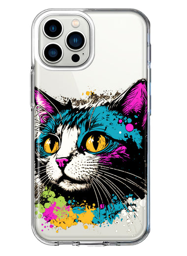 Apple iPhone 13 Pro Max Cool Cat Oil Paint Pop Art Hybrid Protective Phone Case Cover