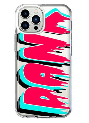 Apple iPhone 13 Pro Max Teal Pink Clear Funny Text Quote Dank Hybrid Protective Phone Case Cover