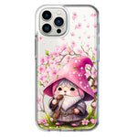 Apple iPhone 13 Pro Max Cute Pink Cherry Blossom Gnome Spring Floral Flowers Double Layer Phone Case Cover