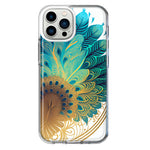 Apple iPhone 13 Pro Max Mandala Geometry Abstract Peacock Feather Pattern Hybrid Protective Phone Case Cover