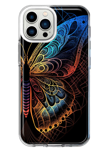 Apple iPhone 13 Pro Max Mandala Geometry Abstract Butterfly Pattern Hybrid Protective Phone Case Cover