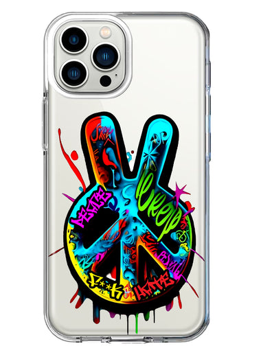 Apple iPhone 13 Pro Max Peace Graffiti Painting Art Hybrid Protective Phone Case Cover