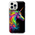 Apple iPhone 13 Pro Max Neon Rainbow Glow Unicorn Floral Hybrid Protective Phone Case Cover
