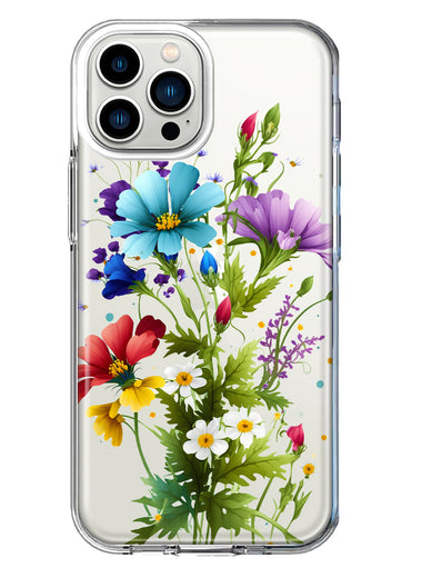 Apple iPhone 13 Pro Max Purple Yellow Red Spring Flowers Floral Hybrid Protective Phone Case Cover