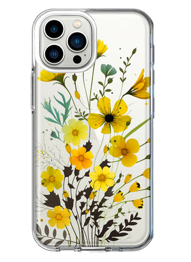 Apple iPhone 13 Pro Max Yellow Summer Flowers Floral Hybrid Protective Phone Case Cover