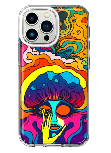 Apple iPhone 13 Pro Neon Rainbow Psychedelic Trippy Hippie Big Brain Hybrid Protective Phone Case Cover