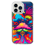 Apple iPhone 13 Pro Neon Rainbow Psychedelic Trippy Hippie Bomb Star Dream Hybrid Protective Phone Case Cover