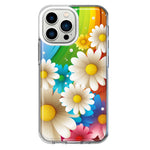 Apple iPhone 13 Pro Colorful Rainbow Daisies Blue Pink White Green Double Layer Phone Case Cover