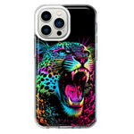 Apple iPhone 13 Pro Neon Rainbow Glow Colorful Leopard Hybrid Protective Phone Case Cover