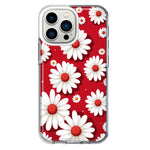 Apple iPhone 13 Pro Cute White Red Daisies Polkadots Double Layer Phone Case Cover