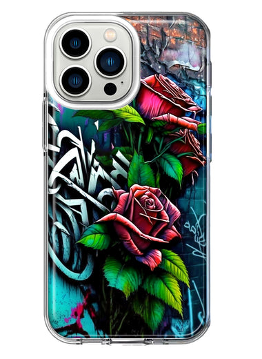 Apple iPhone 13 Pro Red Roses Graffiti Painting Art Hybrid Protective Phone Case Cover