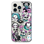 Apple iPhone 13 Pro Roses Halloween Spooky Horror Characters Spider Web Hybrid Protective Phone Case Cover