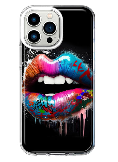 Apple iPhone 13 Pro Colorful Lip Graffiti Painting Art Hybrid Protective Phone Case Cover