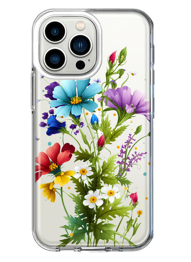 Apple iPhone 13 Pro Purple Yellow Red Spring Flowers Floral Hybrid Protective Phone Case Cover