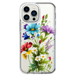 Apple iPhone 13 Pro Purple Yellow Red Spring Flowers Floral Hybrid Protective Phone Case Cover