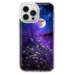Apple iPhone 13 Pro Spring Moon Night Lavender Flowers Floral Hybrid Protective Phone Case Cover