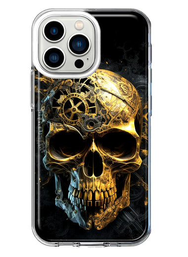 Apple iPhone 13 Pro Steampunk Skull Science Fiction Machinery Double Layer Phone Case Cover