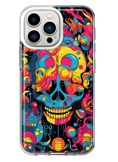 Apple iPhone 13 Pro Psychedelic Trippy Death Skull Pop Art Hybrid Protective Phone Case Cover