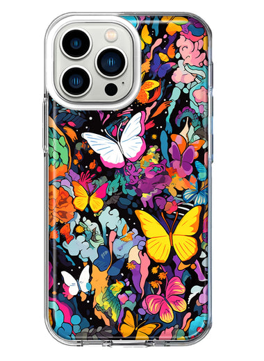 Apple iPhone 13 Pro Psychedelic Trippy Butterflies Pop Art Hybrid Protective Phone Case Cover