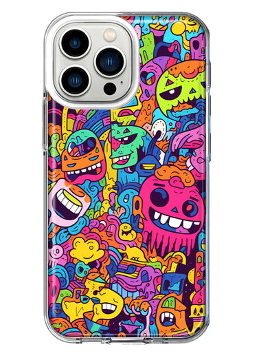 Apple iPhone 13 Pro Psychedelic Trippy Happy Characters Pop Art Hybrid Protective Phone Case Cover