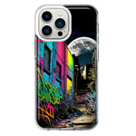 Apple iPhone 13 Pro Urban City Full Moon Graffiti Painting Art Hybrid Protective Phone Case Cover