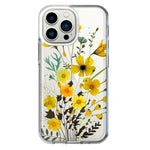 Apple iPhone 13 Pro Yellow Summer Flowers Floral Hybrid Protective Phone Case Cover