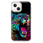 Apple iPhone 13 Mini Neon Rainbow Glow Colorful Leopard Hybrid Protective Phone Case Cover