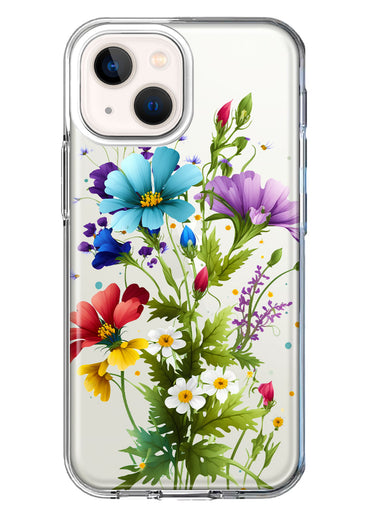 Apple iPhone 13 Purple Yellow Red Spring Flowers Floral Hybrid Protective Phone Case Cover