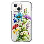 Apple iPhone 13 Mini Purple Yellow Red Spring Flowers Floral Hybrid Protective Phone Case Cover