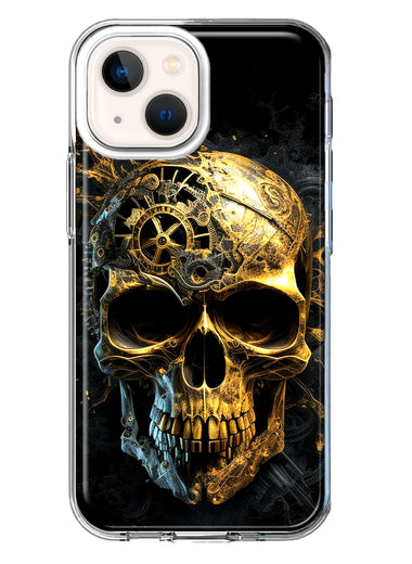 Apple iPhone 13 Mini Steampunk Skull Science Fiction Machinery Double Layer Phone Case Cover