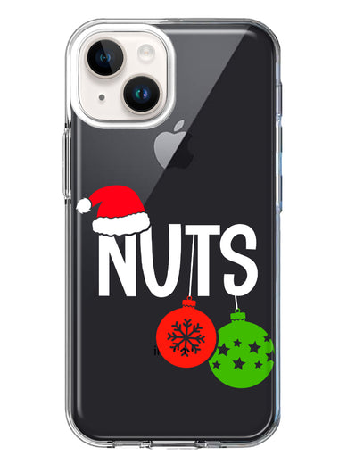 Apple iPhone 14 Christmas Funny Couples Chest Nuts Ornaments Hybrid Protective Phone Case Cover