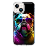 Apple iPhone 15 Neon Rainbow Glow Bulldog Hybrid Protective Phone Case Cover