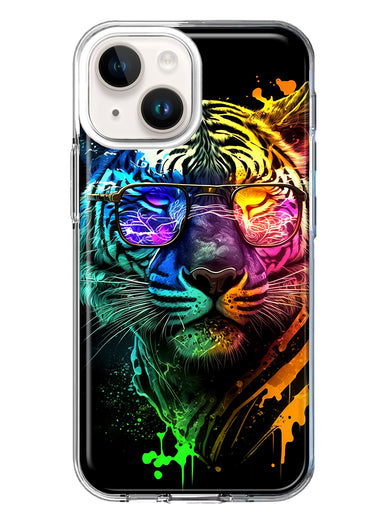 Apple iPhone 14 Neon Rainbow Swag Tiger Hybrid Protective Phone Case Cover