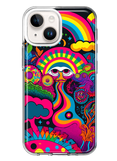 Apple iPhone 14 Plus Psychedelic Trippy Hippie Night Walk Hybrid Protective Phone Case Cover