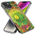 Apple iPhone SE 2nd 3rd Generation Love Softball Girls Glove Green Tie Dye Swirl Paint Hybrid Protective Phone Case Cover