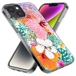 Apple iPhone 15 Pro Max Hawaiian Vibes Hibiscus Flowers Monstera Vacation Summer Hybrid Protective Phone Case Cover