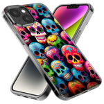 Apple iPhone 15 Pro Halloween Spooky Colorful Day of the Dead Skulls Hybrid Protective Phone Case Cover