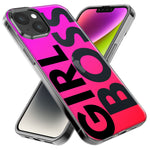 Apple iPhone 15 Pro Pink Clear Funny Text Quote Girl Boss Hybrid Protective Phone Case Cover