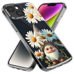 Apple iPhone 15 Pro Max Cute Gnome White Daisy Flowers Floral Hybrid Protective Phone Case Cover