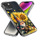 Apple iPhone 15 Pro Max Cute Gnome Sunflowers Clear Hybrid Protective Phone Case Cover