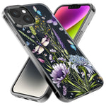 Apple iPhone 15 Lavender Dragonfly Butterflies Spring Flowers Hybrid Protective Phone Case Cover