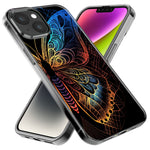 Apple iPhone 15 Mandala Geometry Abstract Butterfly Pattern Hybrid Protective Phone Case Cover