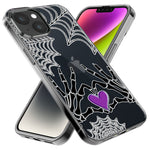 Apple iPhone 15 Plus Halloween Skeleton Heart Hands Spooky Spider Web Hybrid Protective Phone Case Cover