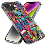 Apple iPhone 14 Plus Psychedelic Trippy Happy Aliens Characters Hybrid Protective Phone Case Cover