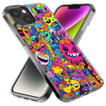 Apple iPhone 14 Pro Psychedelic Trippy Happy Characters Pop Art Hybrid Protective Phone Case Cover