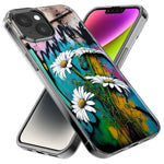 Apple iPhone 15 Pro White Daisies Graffiti Wall Art Painting Hybrid Protective Phone Case Cover