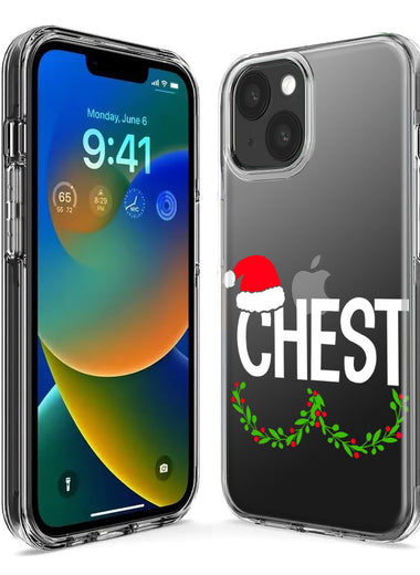 Apple iPhone 15 Pro Max Christmas Funny Ornaments Couples Chest Nuts Hybrid Protective Phone Case Cover