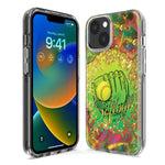 Apple iPhone 15 Pro Love Softball Girls Glove Green Tie Dye Swirl Paint Hybrid Protective Phone Case Cover